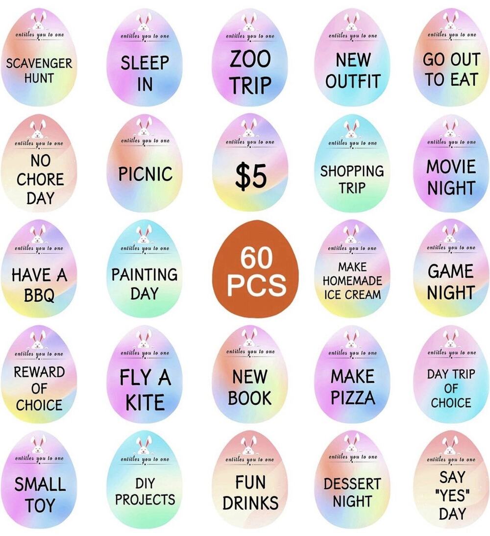 60 Pack Easter Egg Tokens Easter Basket Stuffers